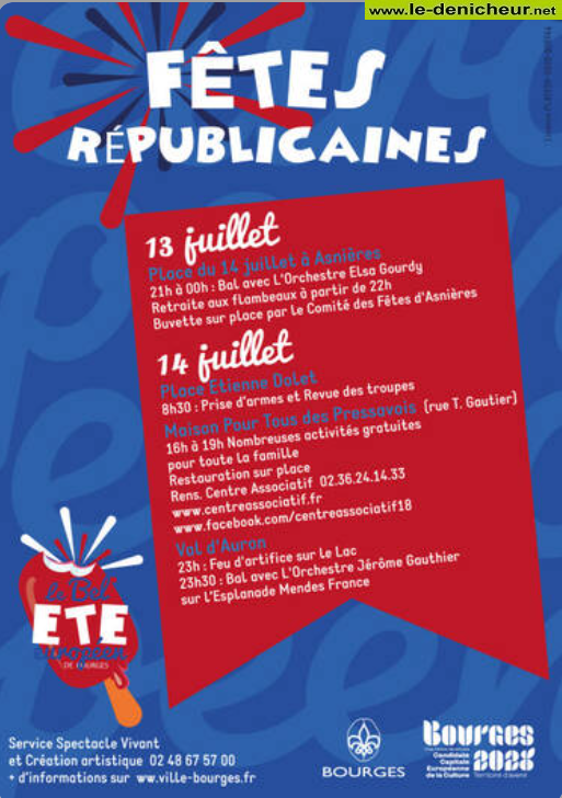 s14 - VEN 14 juillet - BOURGES - Fêtes Républicaines / Bal / Feu d'artifice 0013590