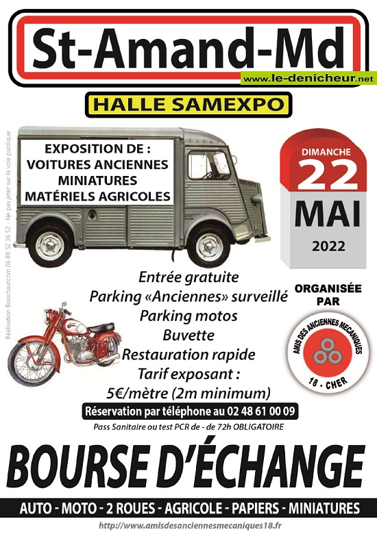 e22 - DIM 22 mai - ST-AMAND-MONTROND - Bourse d'échange auto, moto, 2 roues, agricole 0014051