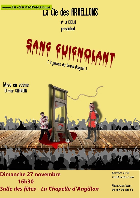 k27 - DIM 27 novembre - LA CHAPELLE D'ANGILLON - Sang Guignolant (théâtre) 0014916