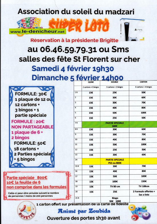 n05 - DIM 05 février - ST-FLORENT /Cher - Loto du Soleil à Madzari 0015104
