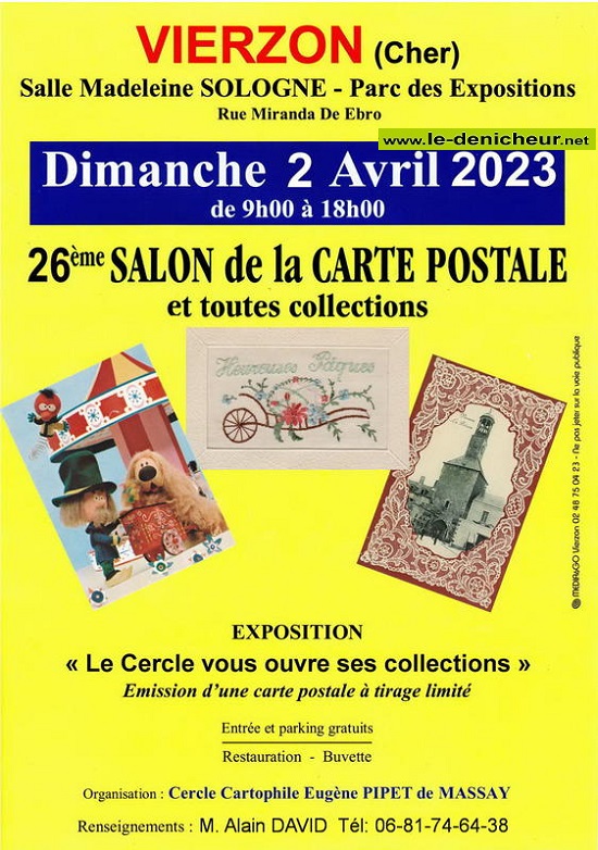 p02. - DIM 02 avril - VIERZON - 26ème salon de la carte postale et toutes collections 0015291