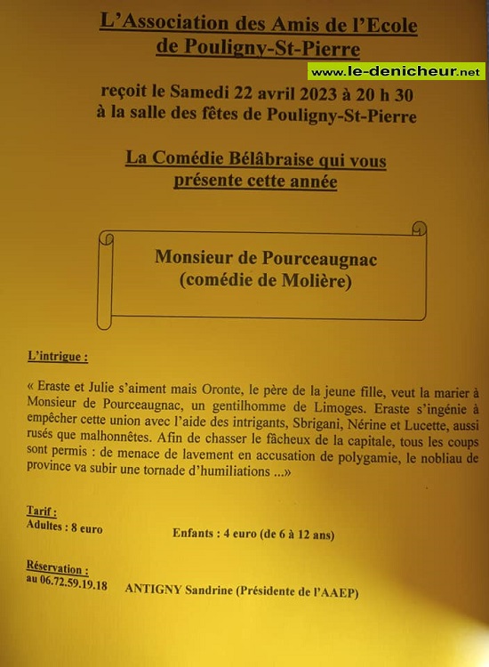 p22 - SAM 22 avril - POULIGNY ST-PIERRE - Monsieur de Pourceaugnac [Comédie] 0015356