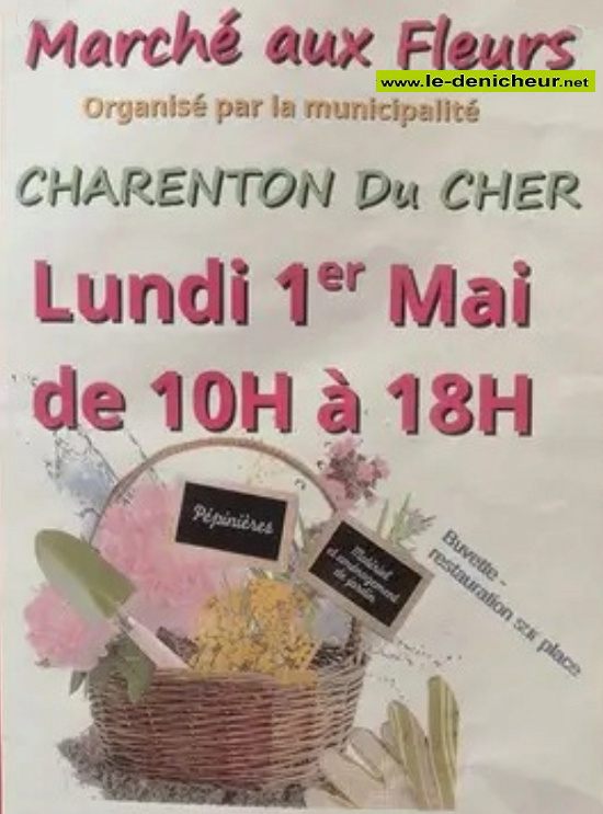 q01 - LUN 01 mai - CHARENTON DU CHER - Marché aux fleurs  0015379