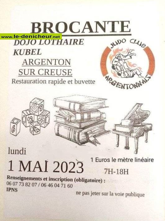q01 - LUN 01 mai - ARGENTON /Creuse - Brocante du judo 0015383