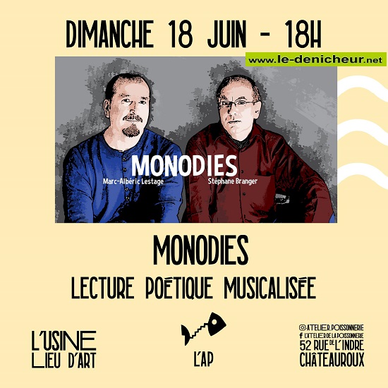 r18 - DIM 18 juin - CHATEAUROUX - Monodies [Lecture poétique musicalisé] 0015541
