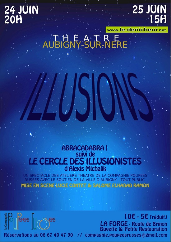 r25 - DIM 25 juin - AUBIGNY /Nère - Illusions [Théâtre] 0015575