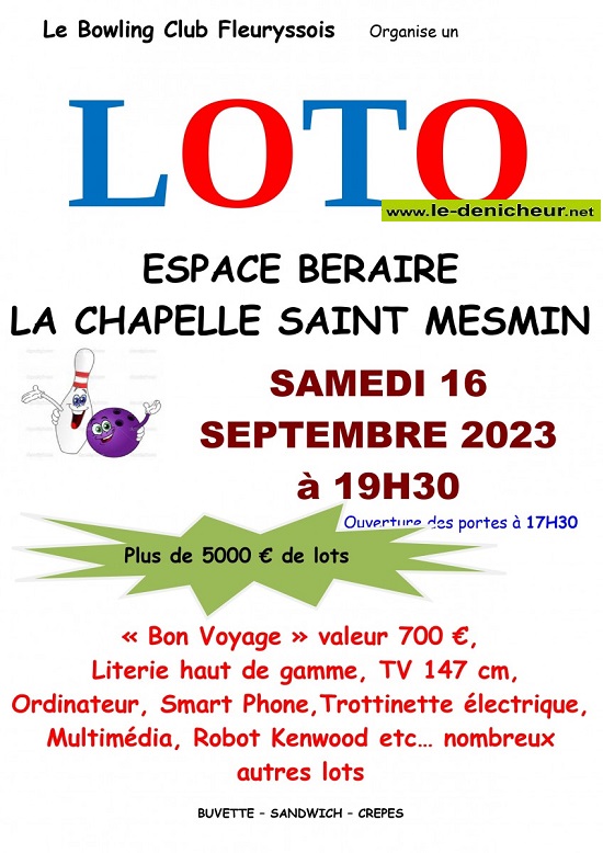 u16 - SAM 16 septembre - LA CHAPELLE ST-MESNIN -  Loto du Bowling  Fleuryssois ° 001_4106