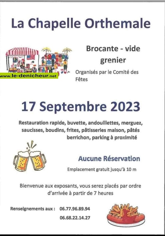 u17 - DIM 17 septembre - LA CHAPELLE ORTHEMALE - Brocante du comité des fêtes _ 001_br79