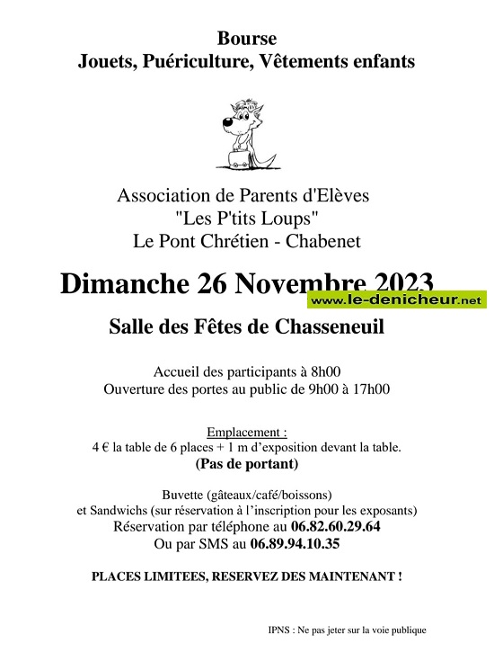 w26 - DIM 26 novembre - CHASSENEUIL - Bourse aux jouets, vêtements, puériculture  001_br92