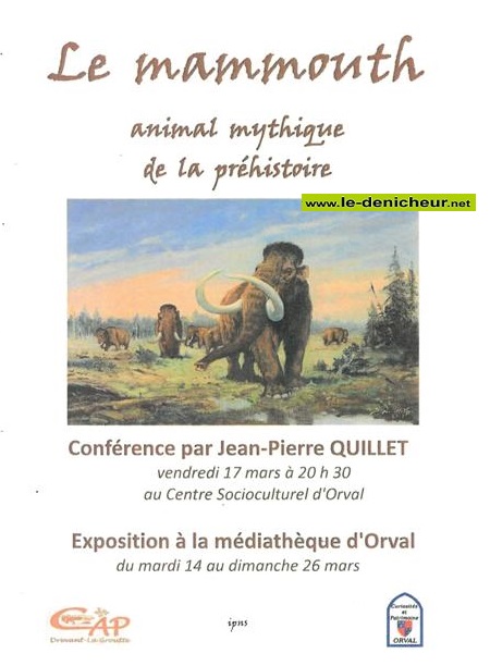 o17 - VEN 17 mars - ORVAL - Le mammouth, animal mythique de la préhistoire [Conférence] 0021037