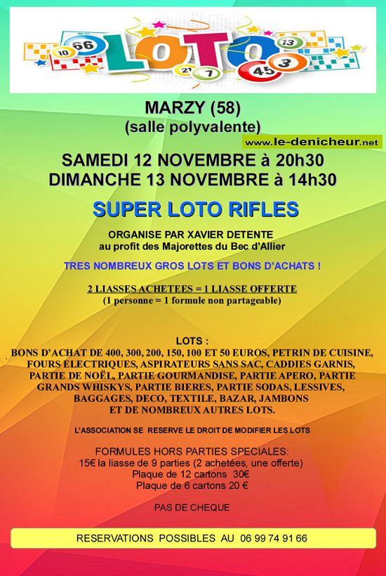 k13 - DIM 13 novembre - MARZY - Loto des Majorettes du Bec d'Allier */ 002447