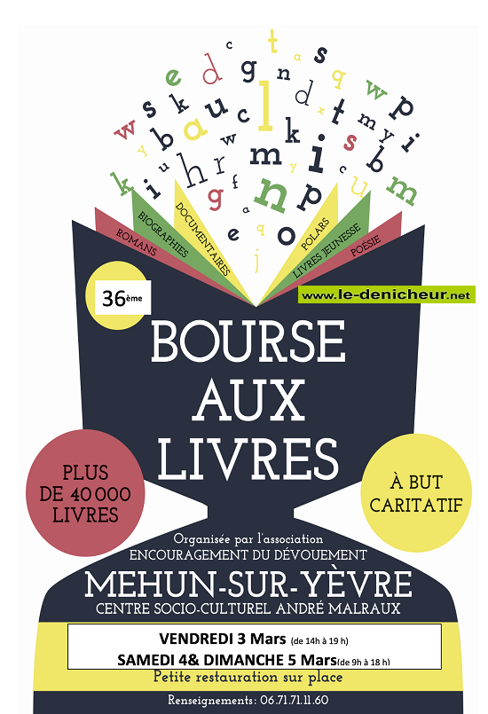 o05 - DIM 05 mars - MEHUN /Yèvre - Bourse aux livres  002486