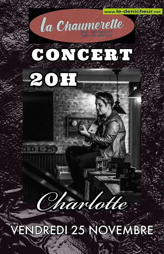 k25 - VEN 25 novembre - GARGILESSE-DAMPIERRE - Dîner concert avec Charlotte > 002984