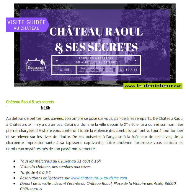 h24 - MER 24 août - CHATEAUROUX - Visite guidée "Château Raoul et ses secrets" ++ 00631