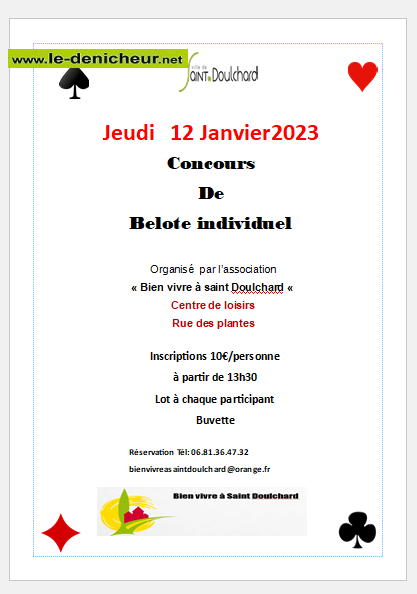 m12 - JEU 12 janvier - ST-DOULCHARD - Concours de belote */ 01-12_21