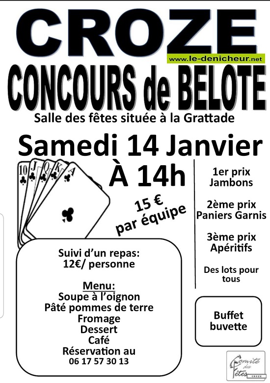 m14 - SAM 14 janvier - CROZE - Concours de belote du comité des fêtes  01-14_16