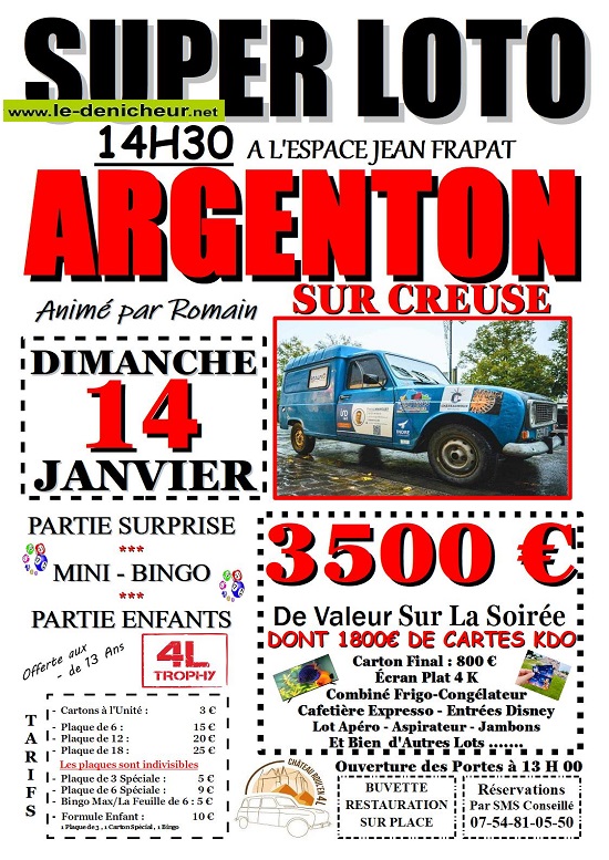 a14 - DIM 14 janvier - ARGENTON /Creuse - Loto de Chateau Roul'en 4L ** Annulé** Annulé** 01-14_30
