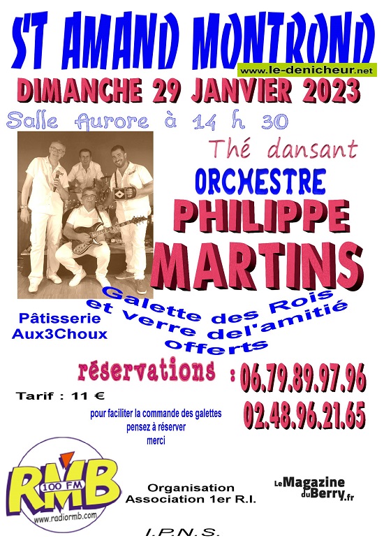 m29 - DIM 29 janvier - ST-AMAND-MONTROND - Thé dansant avec Philippe Martins */ 01-29_14