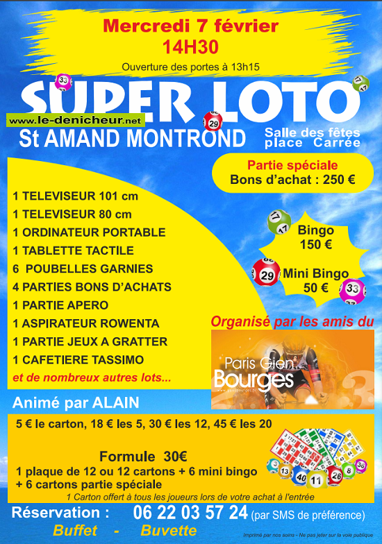 b07 - MER 07 février - ST-AMAND-MONTROND - Loto des Amis du Paris Gien ...