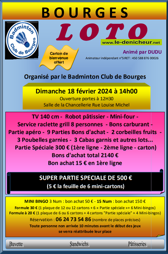 b18 - DIM 18 février - BOURGES - Loto du Badminton * 02-18_18