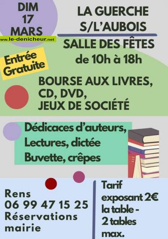 c17 - DIM 17 mars - LA GUERCHE /l'Aubois - Bourse aux livres, CD, DVD, Jeux de société 03-17_29