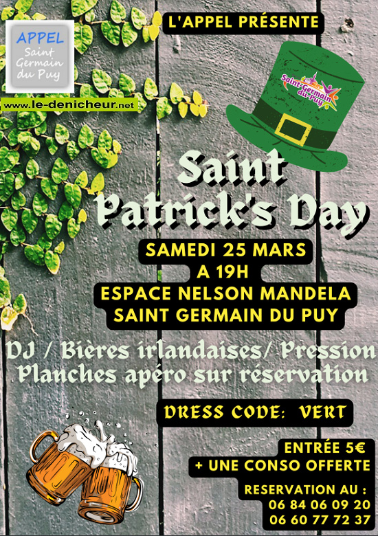o25 - SAM 25 mars - ST-GERMAIN DU PUY - St-Patrick's Day */ 03-25_26