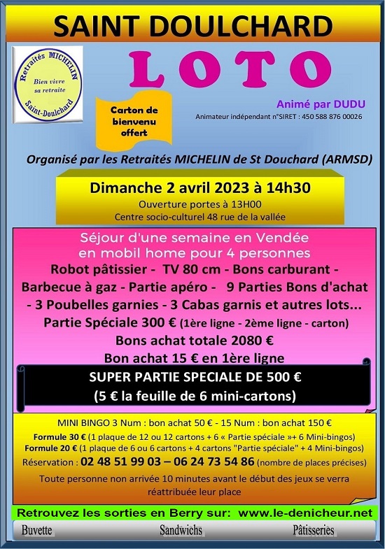 p02 - DIM 02 avril - ST-DOULCHARD - Loto des Retraités Michelin */ 04-02_23