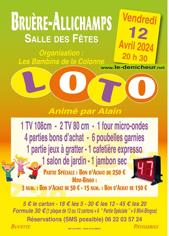 d12 - VEN 12 avril - BRUERE-ALLICHAMPS - Loto des Bambins de la Colonne * 04-12_19