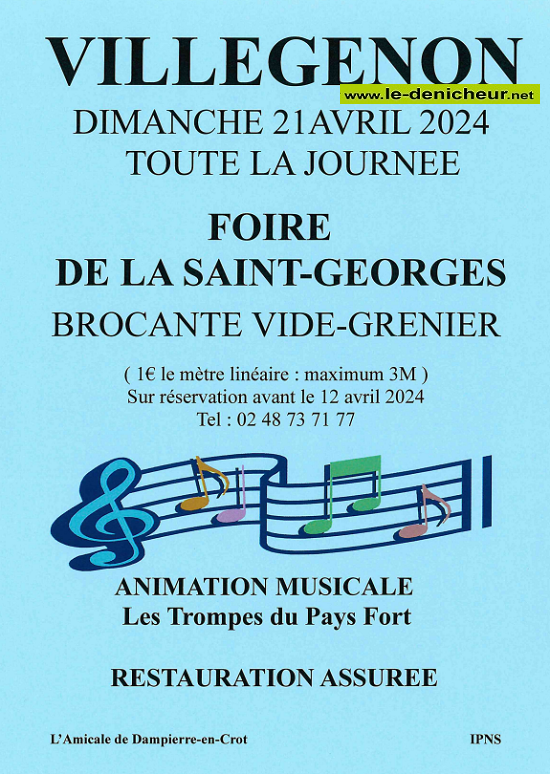 d21 - DIM 21 avril - VILLEGENON - Foire de St-Georges - Brocante de l'Amicale de Dampierre en Crot ° 04-21_21