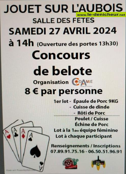 d27 - SAM 27 avril - JOUET /l'Aubois - Concours de belote * 04-27_28