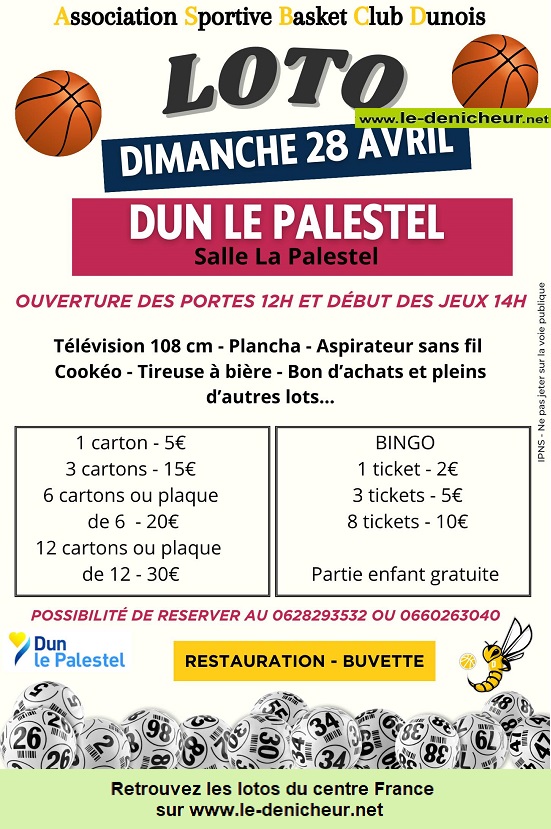 d28 - DIM 28 avril - DUN LE PALESTEL - Loto du Basket  04-28_11