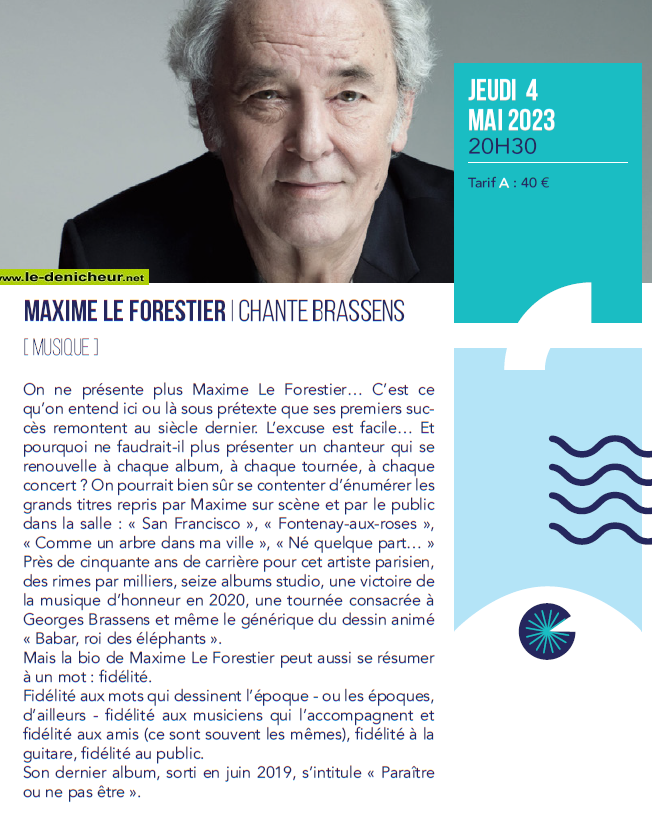 q04 - JEU 04 mai - VIERZON - Maxime Le Forestier chante Brassens 05-0410
