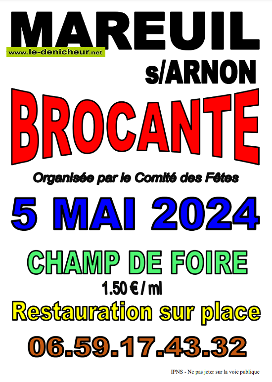 e05 - DIM 05 mai - MAREUIL /Arnon - Brocante du comité des fêtes ° 05-05_26