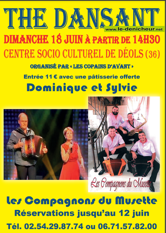 r18 - DIM 18 juin - LUANT - Thé dansant avec Dominique & Sylvie et Les  Compagnons du musette
