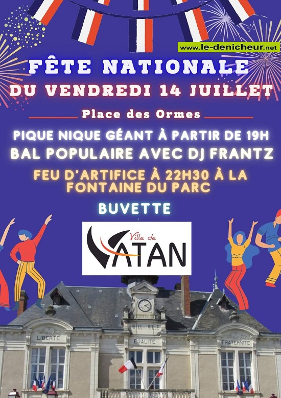 s14 - VEN 14 juillet - VATAN - Fête Nationale / Bal / Feu d'artifice  07-14121