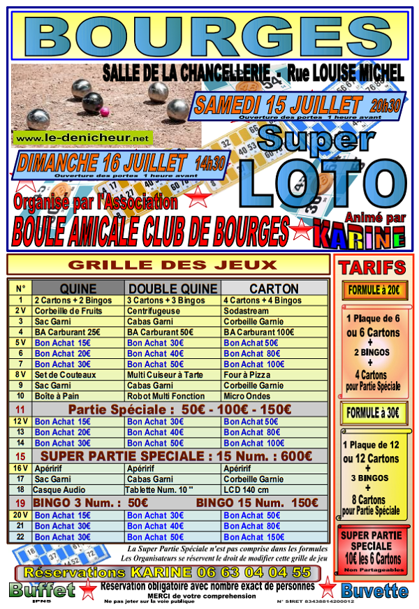 s15 - SAM 15 juillet - BOURGES - Loto de Boule Amicale Club * 07-16_17