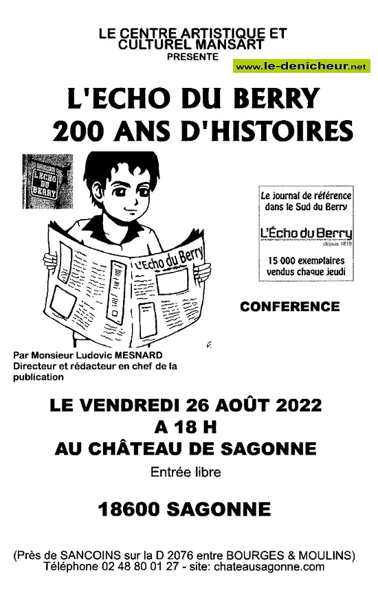 h26 - VEN 26 août - SAGONNE - Conférence : l'Echo du Berry 200 ans d'histoires 08-26_24