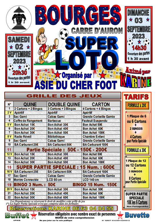 u03 - DIM 03 septembre - BOURGES - Loto d'ASIE du Cher Foot * 09-03_14