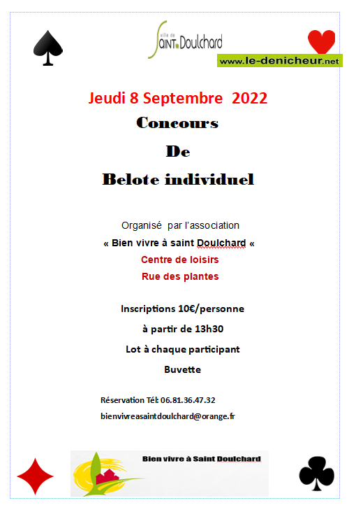 i08 - JEU 08 septembre - ST-DOULCHARD - Concours de belote */ 09-08_24