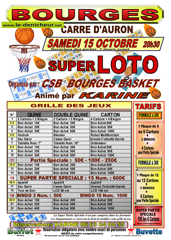 j15 - SAM 15 octobre - BOURGES - Loto du CSB Bourges Basket */ 10-15_15