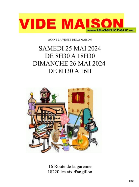 e25 - SAM 25 mai - LES AIX d'ANGILLON - Vide maison _ 10000013