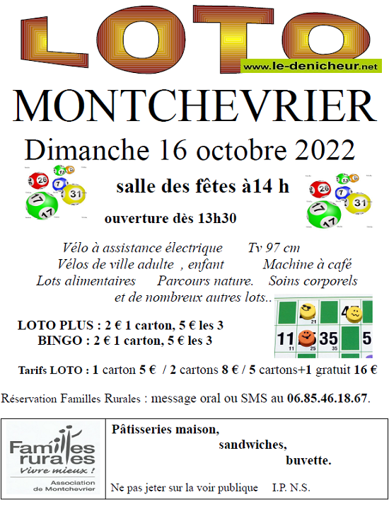 j16 - DIM 16 octobre - MONTCHEVRIER - Loto de Famiies rurales */ 101-1610