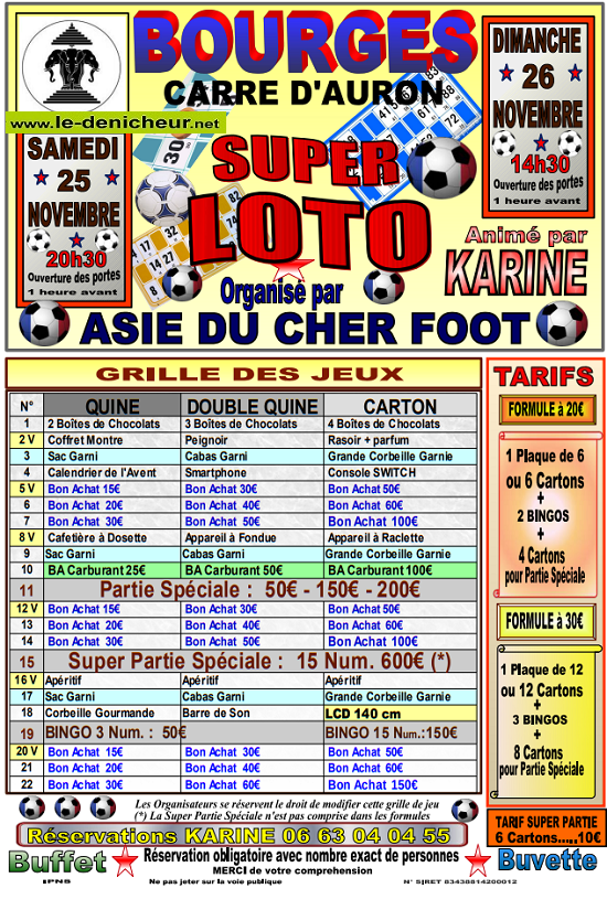 w26 - DIM 26 novembre - BOURGES - Loto d'Asie du Cher Foot ° 11-26_27