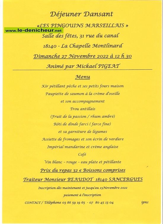 k27 - DIM 27 novembre - LA CHAPELLE MONTLINARD - Déjeuner dansant avec Mickaël Pigeat 11-27_26