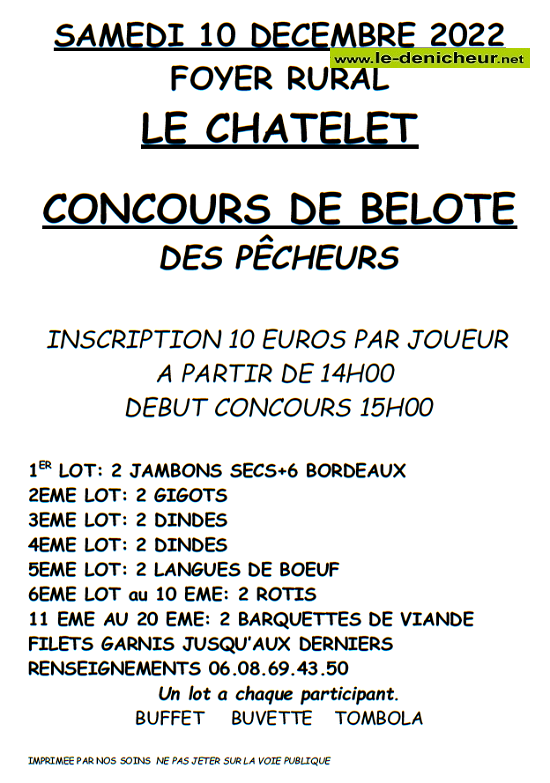 l10 - SAM 10 décembre - LE CHATELET - Concours de belote */ 12-10_17