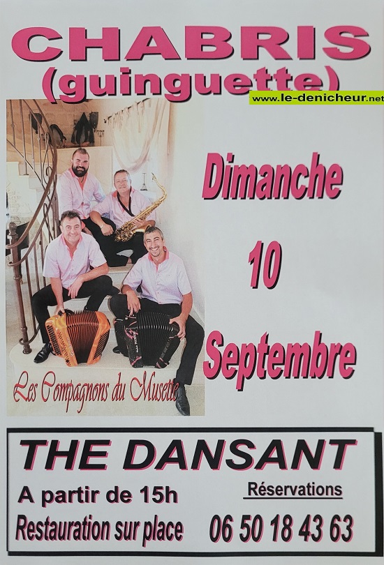 u10 - DIM 10 septembre - CHABRIS - Thé dansant avec Les Compagnons du Musette 20230911