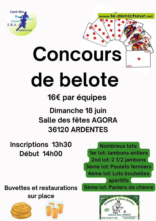r18 - DIM 18 juin - ARDENTES - Concours de belote  35328610