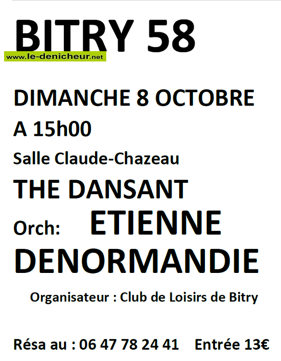 v08 - DIM 08 octobre - BITRY - Thé dansant avec Etienne Denormandie  ° 55012