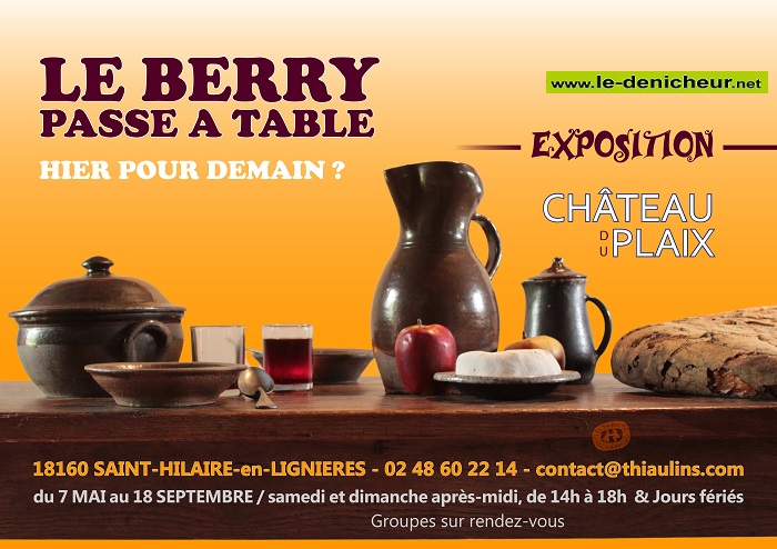 i18 - Jusqu'au 18 septembre - ST-HILAIRE en Lignières - Expo: "Le Berry passe à table" Affic127