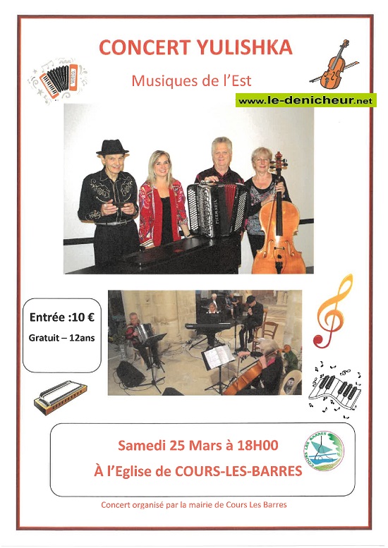 o25 - SAM 25 mars - COURS LES BARRES - Concert Yulishka [Musique de l'Est] Affic261